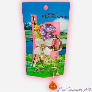 Studio Ghibli Howl's Moving Castle Floral Calcifer Claw Clip with Charm
